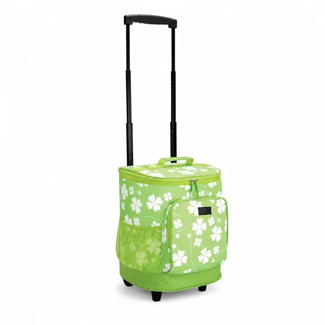 Insulated Rolling Cooler Trolley Bag for Outdoor — Microfiber, 30.5×28×34.5 cm