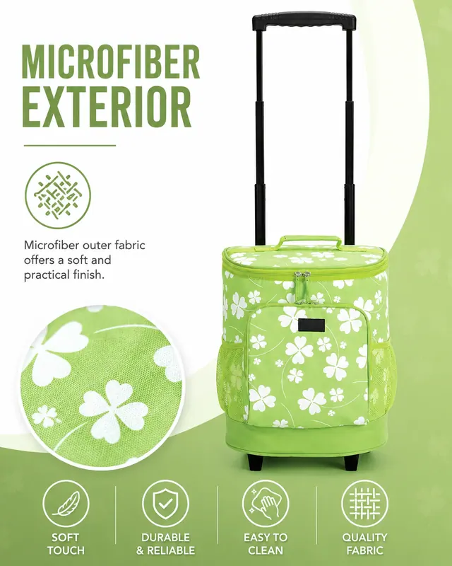 Insulated Rolling Cooler Trolley Bag for Outdoor — Microfiber, 30.5×28×34.5 cm — construction detail view 2