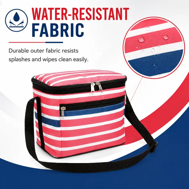Soft Waterproof Cooler Bag for Picnic & Lunch (600D + Microfiber, 19.2x19.2x21.5cm) — construction detail view 1