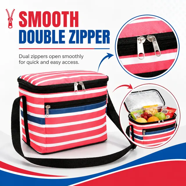 Soft Waterproof Cooler Bag for Picnic & Lunch (600D + Microfiber, 19.2x19.2x21.5cm) — construction detail view 2