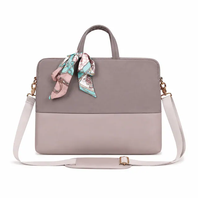Stylish Laptop Bag with Crossbody Strap & Decorative Silk Scarf — 40×5.5×29 cm