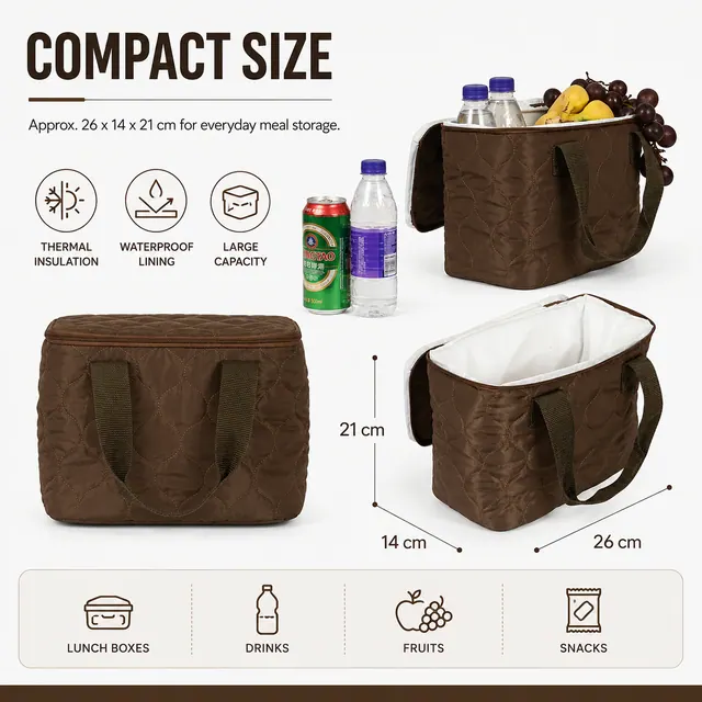 Teenagers Lunch Box Bag for School Kids (600D Polyester + PEVA, 32x12x35cm) — construction detail view 1