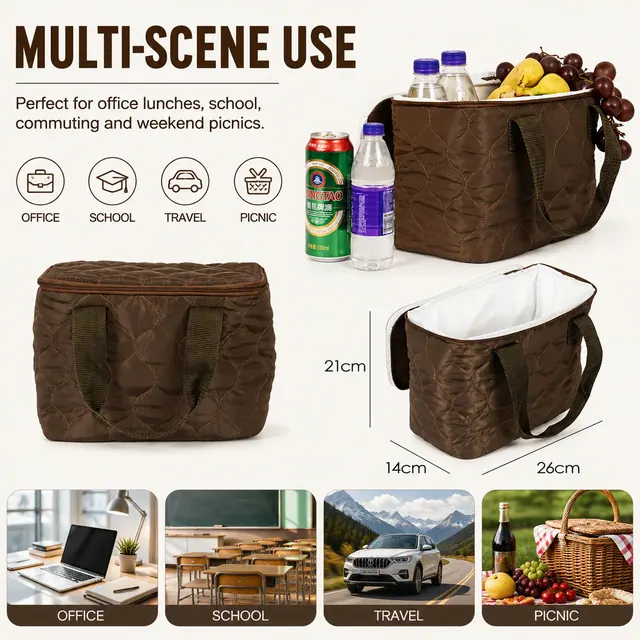 Teenagers Lunch Box Bag for School Kids (600D Polyester + PEVA, 32x12x35cm) — construction detail view 4