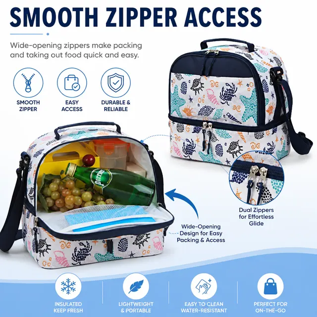 Toucan Print Insulated Lunch Bag with Adjustable Strap (Polyester, 22x15.5x34cm) — construction detail view 4