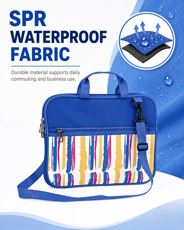 13" Waterproof Business Shoulder Laptop Bag — SPR, 35×3×27 cm — construction detail view 2