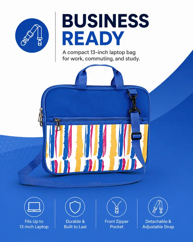 13" Waterproof Business Shoulder Laptop Bag — SPR, 35×3×27 cm — construction detail view 4